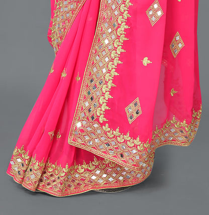 Trending Georgette Saree with Satin Silk Blouse Piece