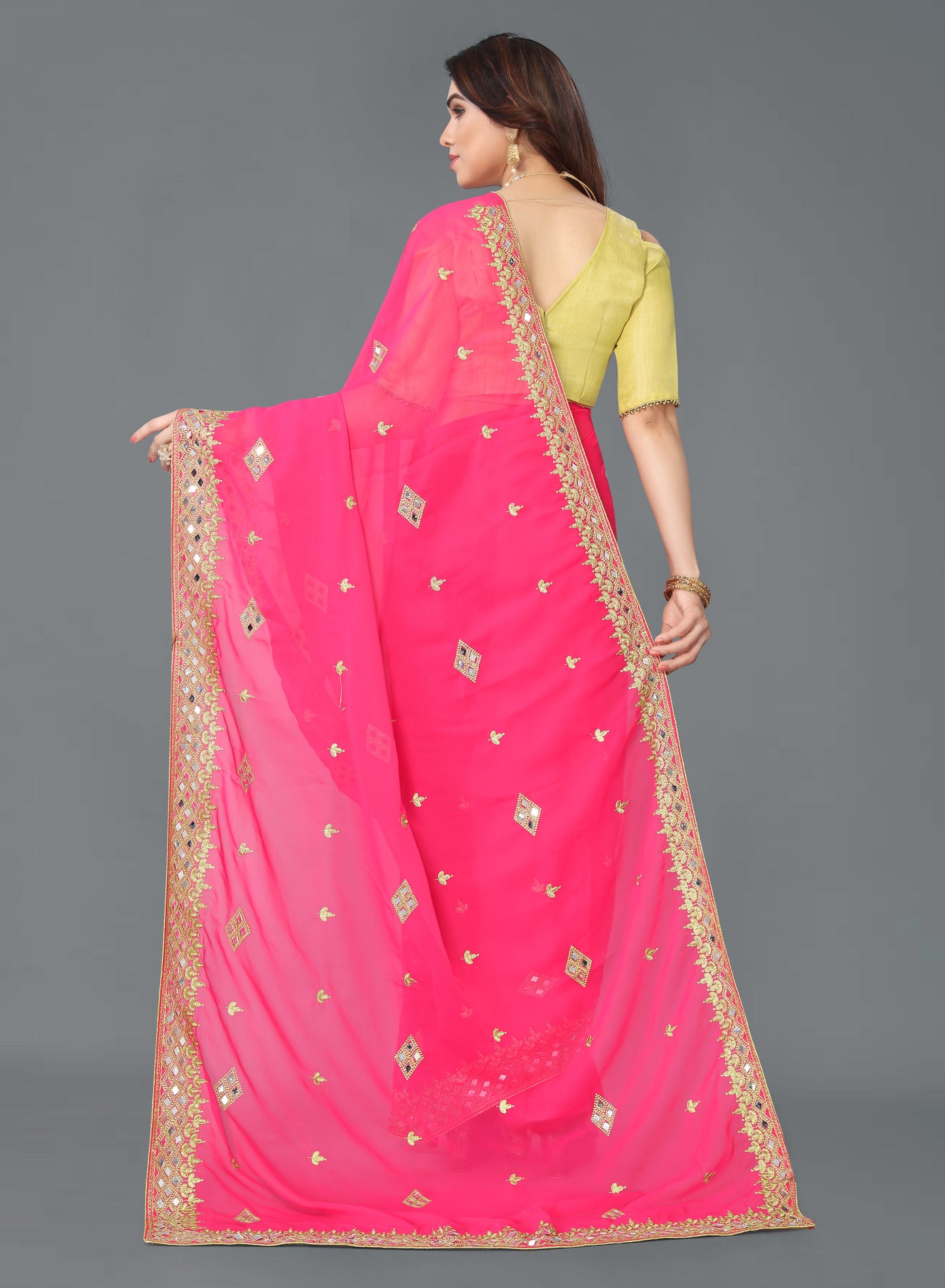 Trending Georgette Saree with Satin Silk Blouse Piece