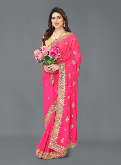 Trending Georgette Saree with Satin Silk Blouse Piece