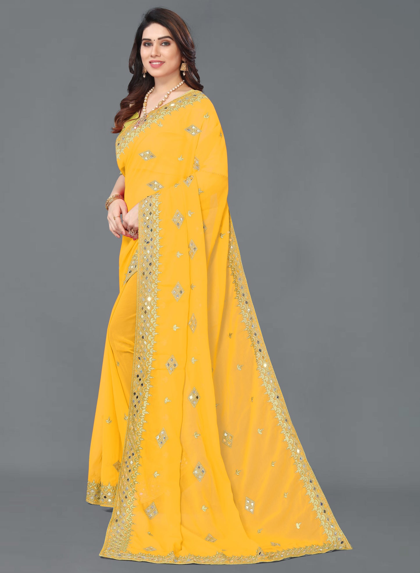 Trending Georgette Saree with Satin Silk Blouse Piece