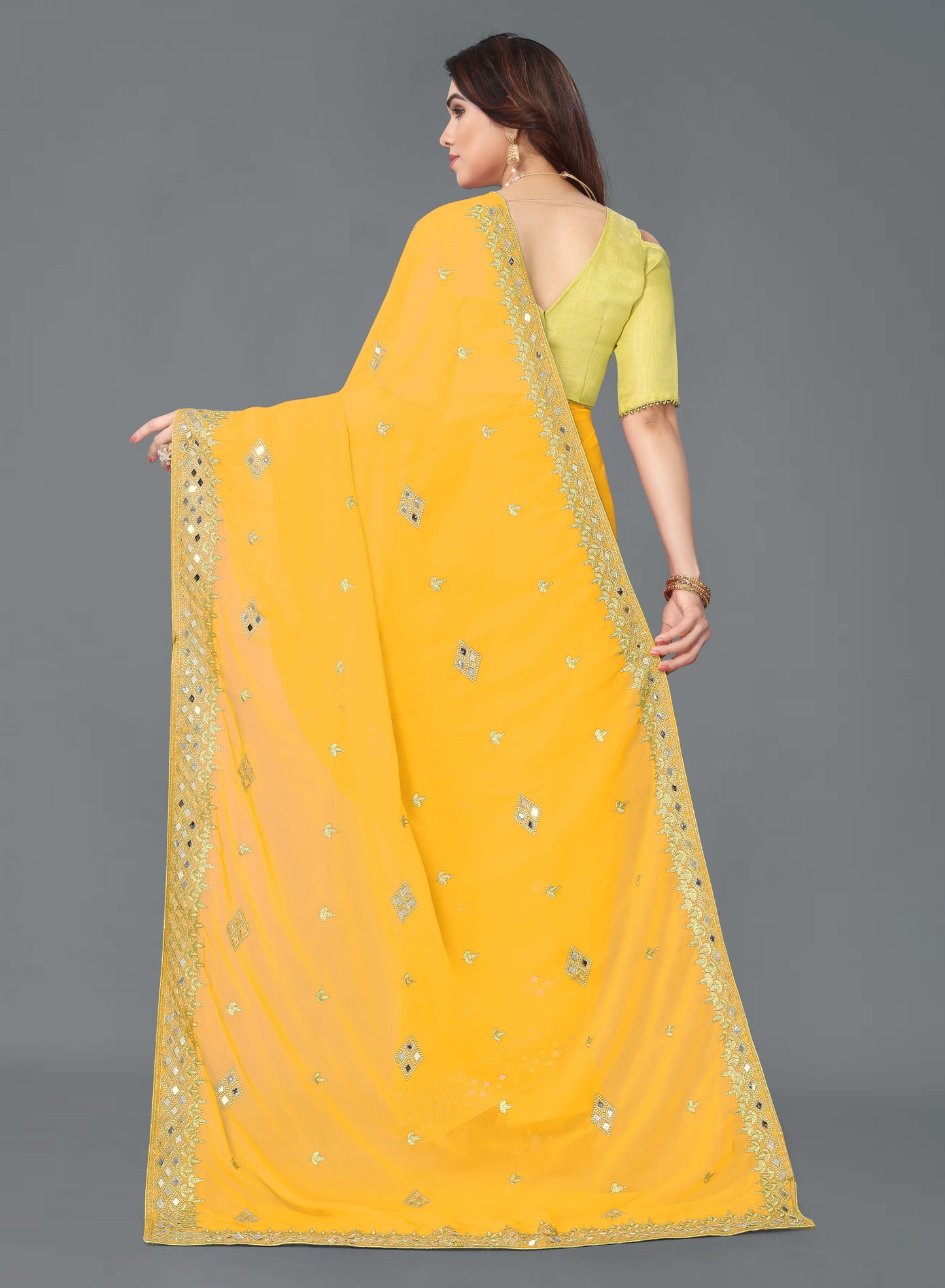 Trending Georgette Saree with Satin Silk Blouse Piece