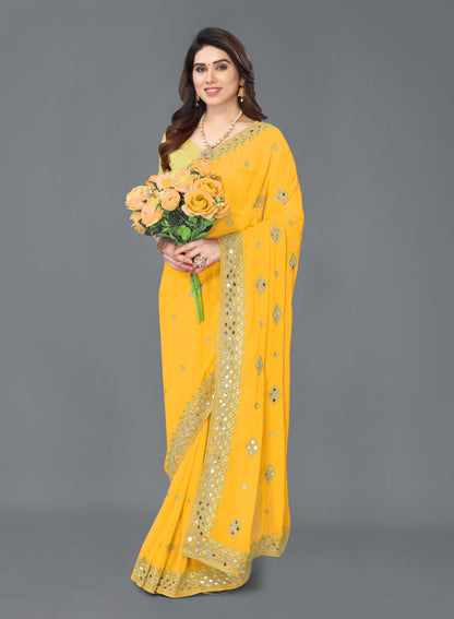 Trending Georgette Saree with Satin Silk Blouse Piece