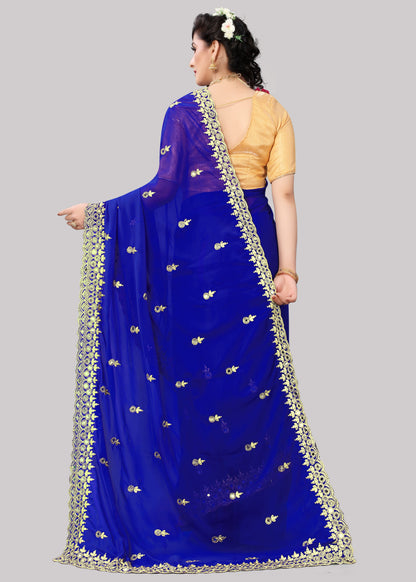 Georgette fabric Saree with Satin Silk fabric Blouse Piece