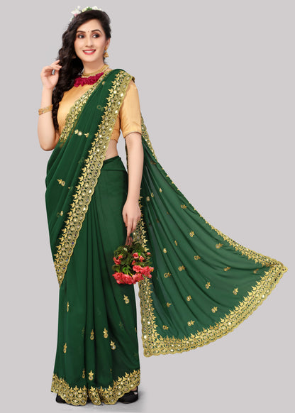 Georgette fabric Saree with Satin Silk fabric Blouse Piece