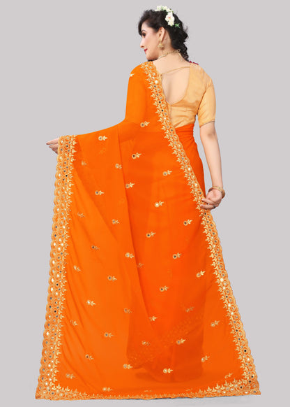 Georgette fabric Saree with Satin Silk fabric Blouse Piece