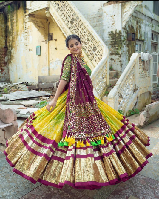 Golden Zari Magic: Heavy Flair Lehenga at Cloths Collections