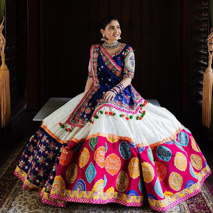 Cloths Collections Muslin Cotton Lehenga Choli Set with Digital Print & Mirror Work – Navratri Collection