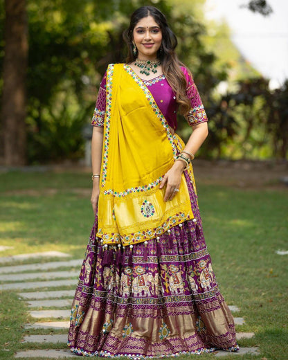 Sparkling Elegance: Be the Party Queen in This Digital Print & Mirrorwork Lehenga Choli