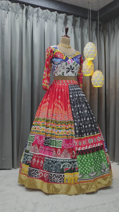 Cloths Collections Heavy Flair Lehenga Choli with Mirror Work & Zari Gota